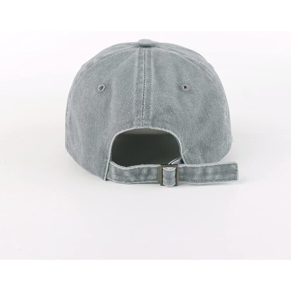 Unisex Washed-grey Yellow Baseball Cap Cotton Fits Washed Denim Adjustable Hat - Picture 3 of 5